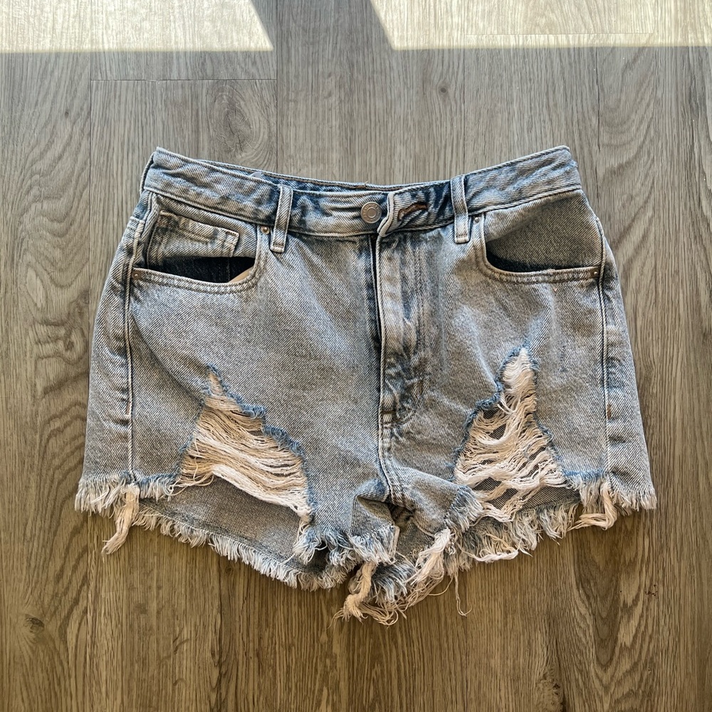 PacSun High Rise Festival Light Wash Denim Short